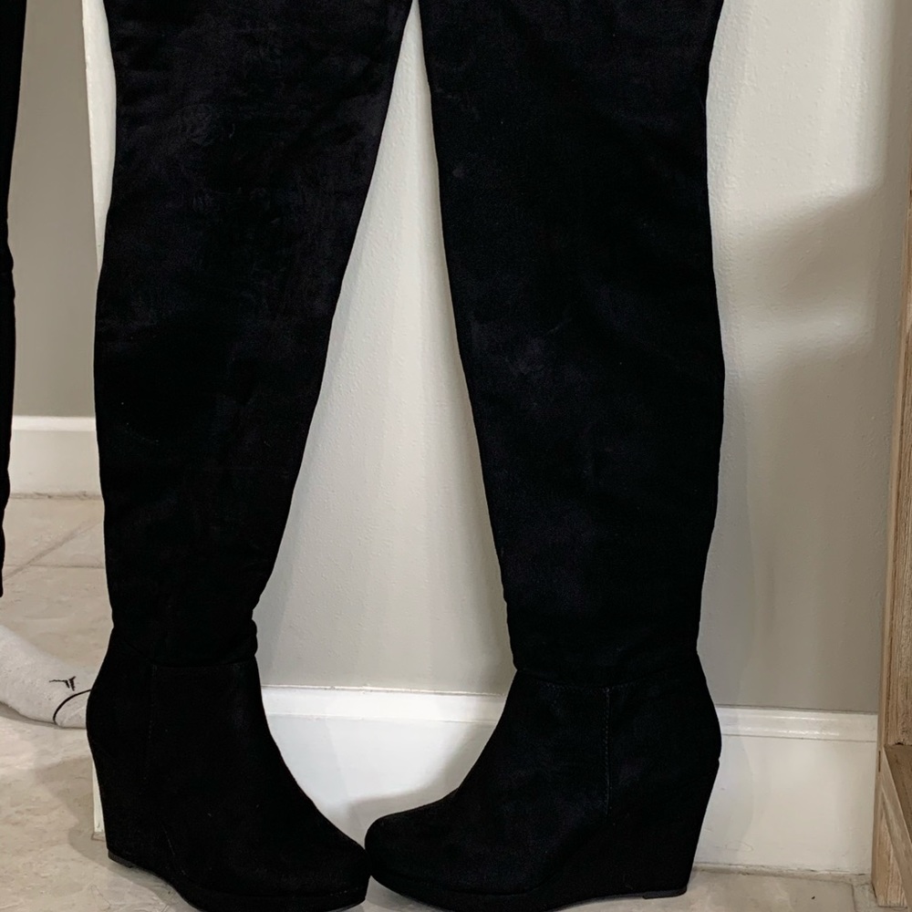 Chinese Laundry thigh high wedge boots